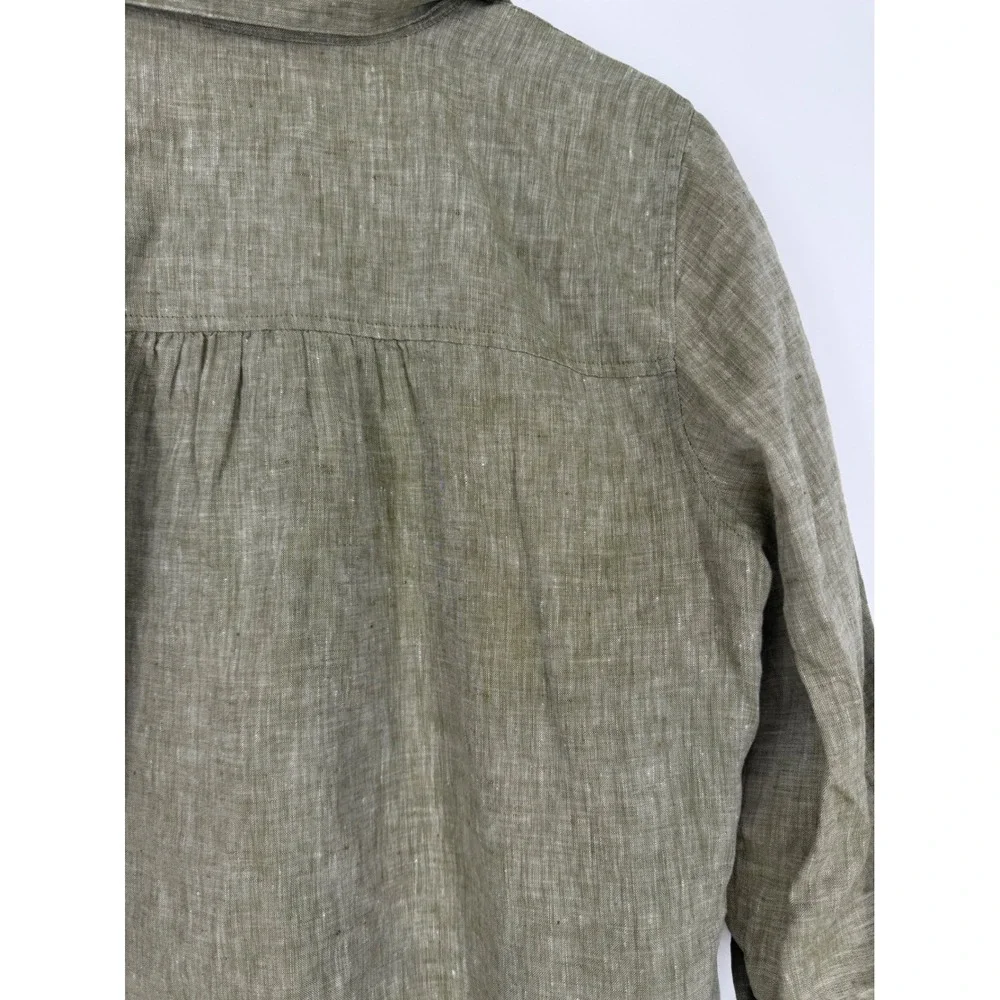Chicos Womens Linen Button Down Shirt 12 14 2 Lagenlook Coastal Chic Boho - Picture 9 of 11